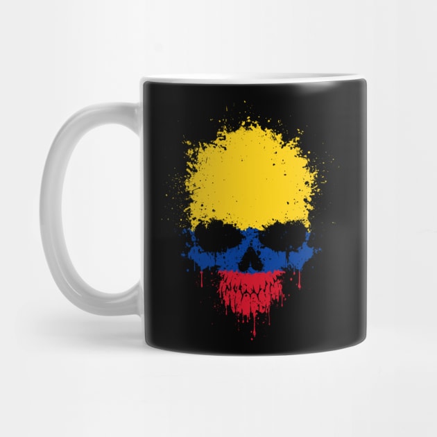 Chaotic Colombian Flag Splatter Skull by jeffbartels